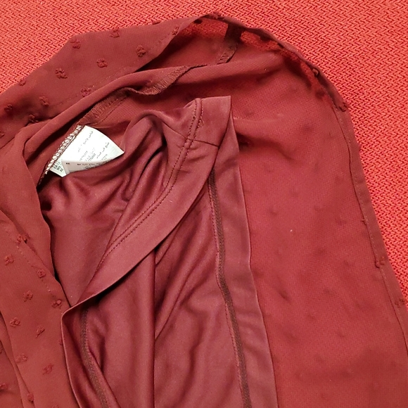 Style & Co. Maroon burgundy eyelet 3/4 sleeve eyelet lined 1X Flowy Boho - Picture 3 of 9